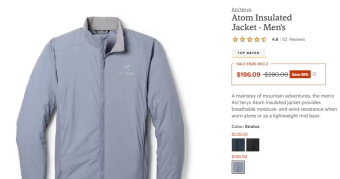 💖黑五最后一天🖤始祖鸟打折终于来了！atom三色尺码全！