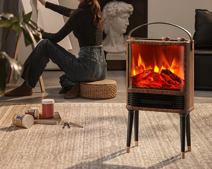 🏅艾美特AIR95D火焰壁炉暖风机怎么样?评测:超感官仿真炭火小方几