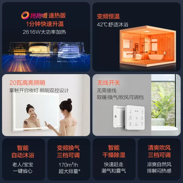 🤬欧普JDSF1202-Y浴霸怎么样?评测:风暖超薄集成吊顶无线遥控