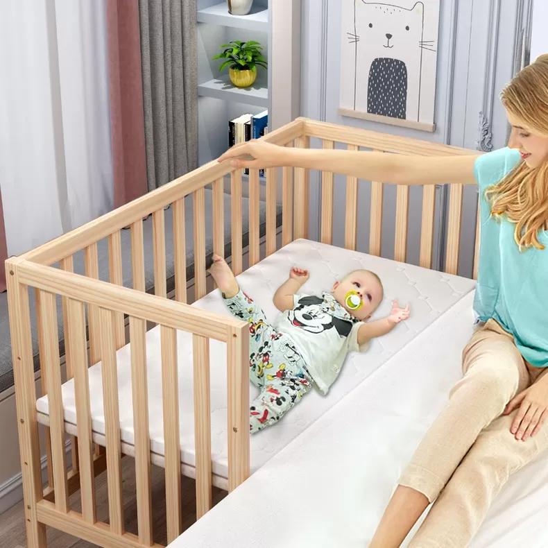 💗牧童坊无漆实木婴儿床怎么样?多功能摇篮床评测