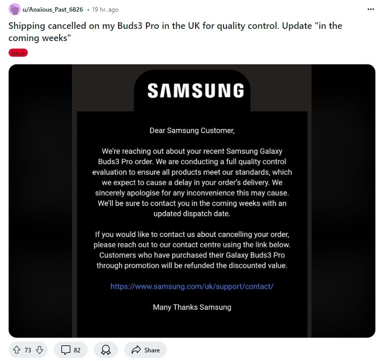 因硅胶耳帽易撕裂问题,三星暂停美国、英国、德国等市场Galaxy Buds3 Pro耳机预售